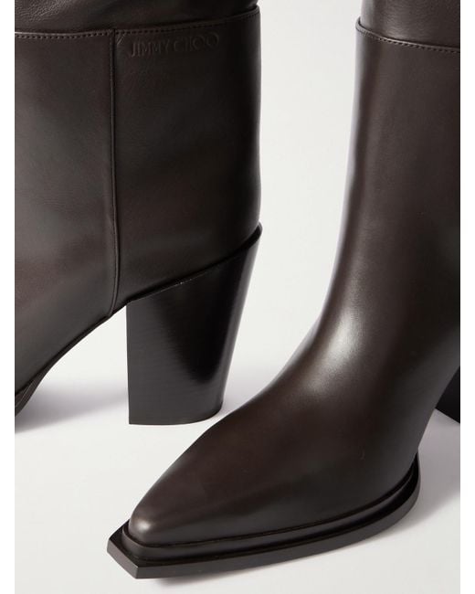 Jimmy Choo Black Cece 80 Leather Over-The-Knee Boots