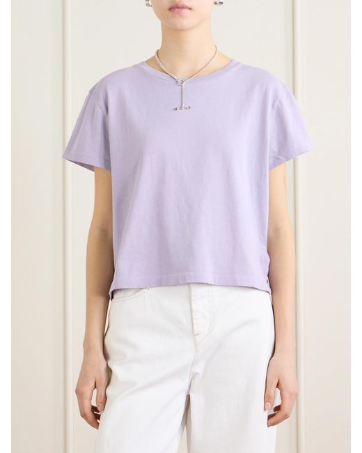 Agolde Purple Adine Cropped Organic Cotton-Jersey T-Shirt