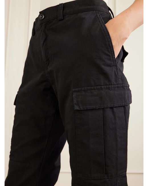 Balenciaga Black Cropped Paneled Cotton-Ripstop Flared Cargo Pants