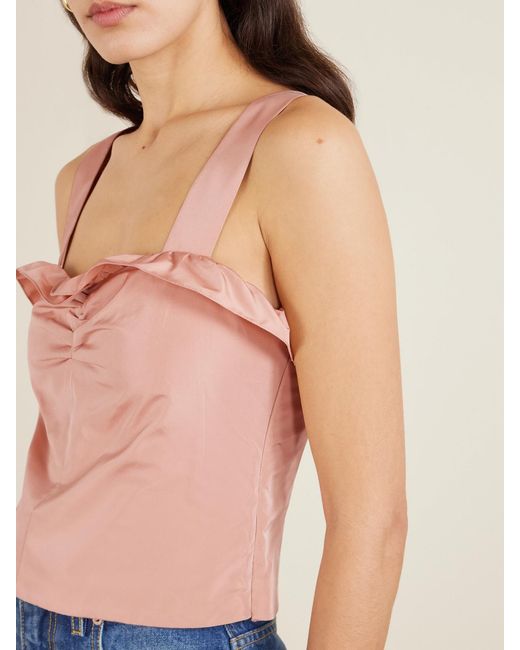 Chloé Pink Cropped Ruffled Taffeta Top