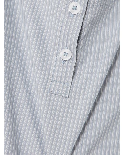 Deiji Studios Gray Tie-Detailed Layered Striped Organic Cotton-Poplin Tank