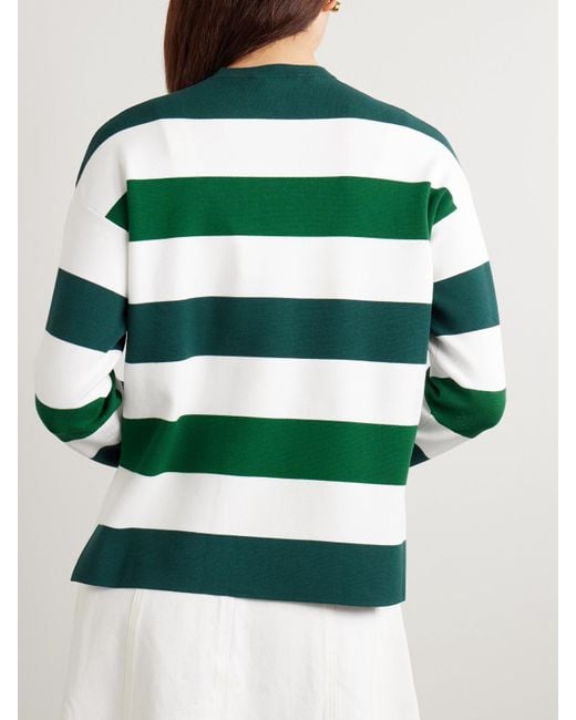Max Mara Green Jesone Asymmetrisches T-Shirt Aus Jersey Mit Streifen