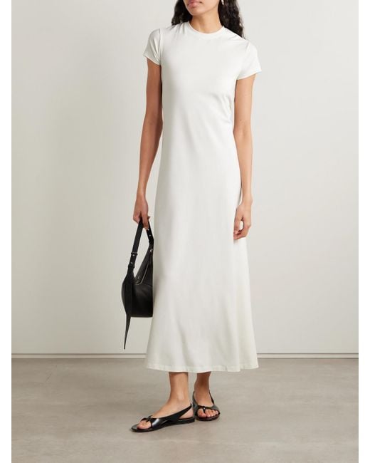 Proenza Schouler White Noelle Midikleid Aus Jersey Aus Einer Baumwollmischung Mit Raffungen
