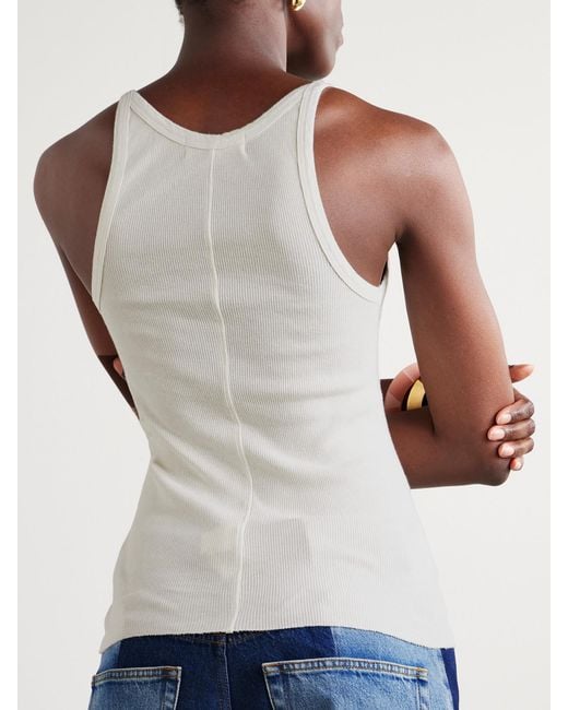 ÉTERNE White Ribbed Cotton-Jersey Tank
