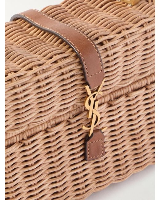 Saint Laurent Brown Gaby Vanity Schultertasche Aus Korbgeflecht Mit Lederbesätzen