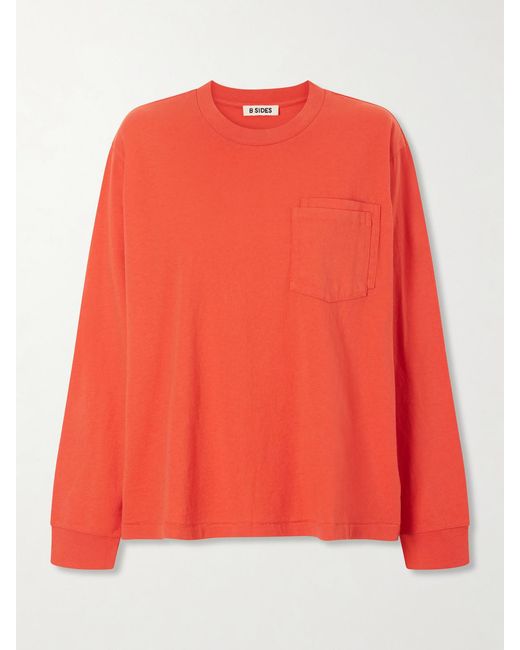 B Sides Red Double Pocket-Detail Cotton T-Shirt