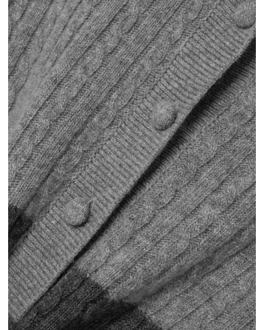 Chloé Gray Two-Tone Cable-Knit Wool And Cashmere-Blend Polo Shirt