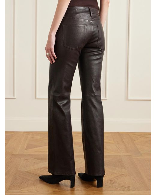 FRAME Black Rodeo Leather Bootcut Pants