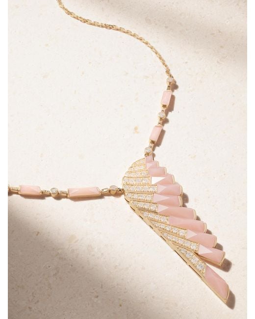 Garrard Natural Wings Rising 18-Karat Rose, Opal And Diamond Necklace