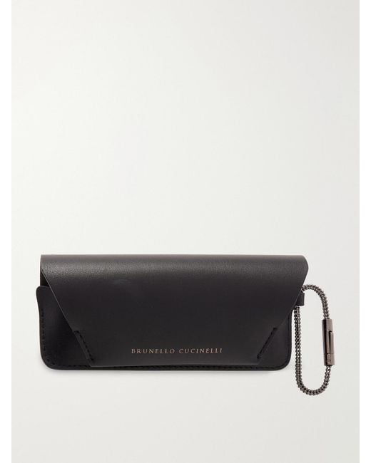 Brunello Cucinelli Black Leather Glasses Case