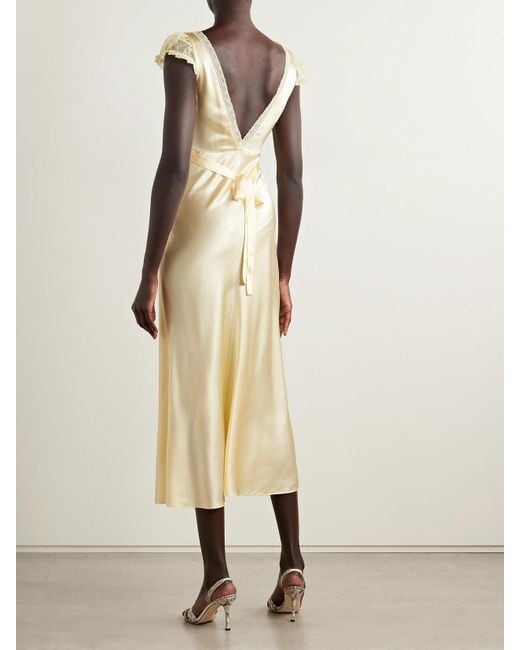 Doen Metallic Corelia Tulle-Trimmed Silk-Satin Midi Dress