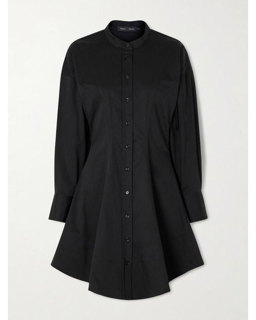 Proenza Schouler Black Janan Paneled Cotton-Blend Satin Mini Dress