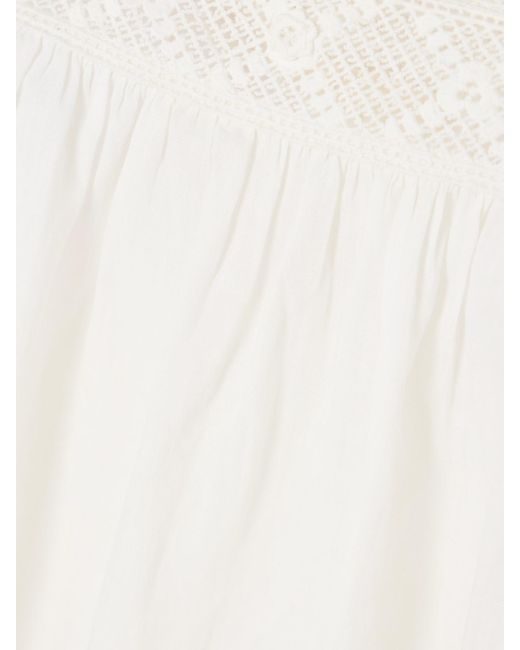 Doen White Almadia Crochet-Trimmed Ramie Mini Dress