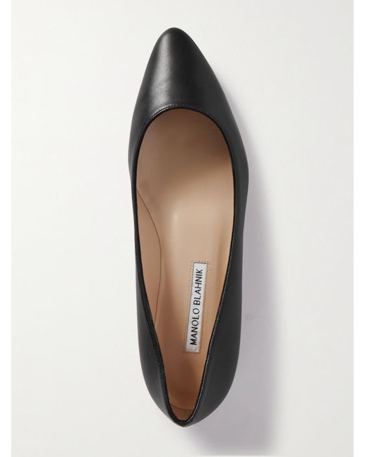Manolo Blahnik Black Bb 10 Leather Point-Toe Flats