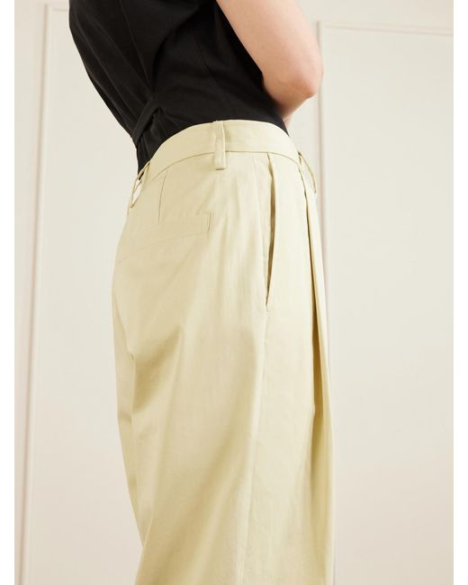 Proenza Schouler Natural Taya Pleated Cotton-Blend Straight-Leg Pants