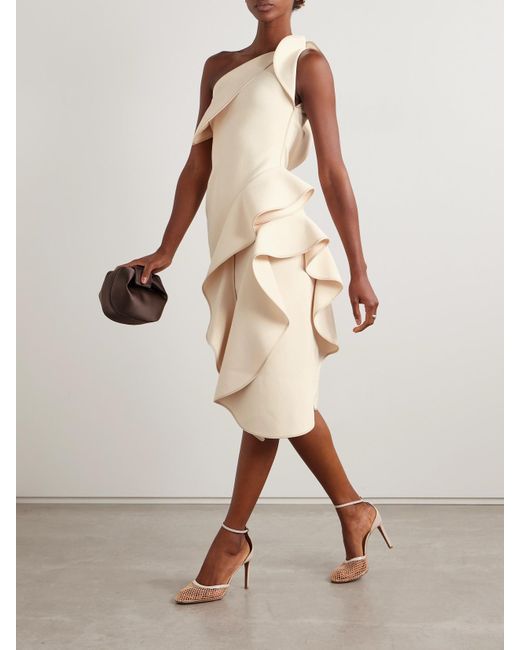 Maticevski Natural Rhythm Strapless Ruffled Crepe Midi Dress