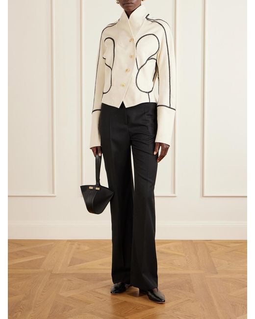 DIOTIMA Natural Idolo Stitch-Detailed Wool-Gabardine Jacket