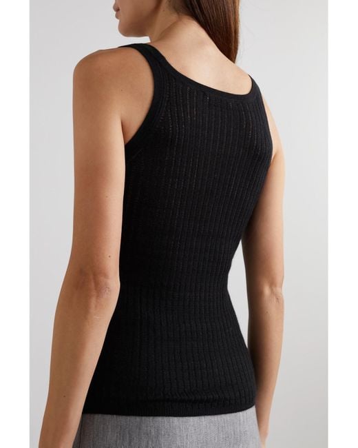 Gabriela Hearst Black Nevin Pointelle-Knit Cashmere And Silk-Blend Tank