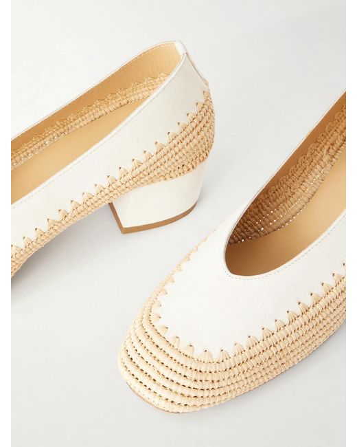 Gabriela Hearst Natural Strength 40 Suede-Trimmed Raffia Pumps