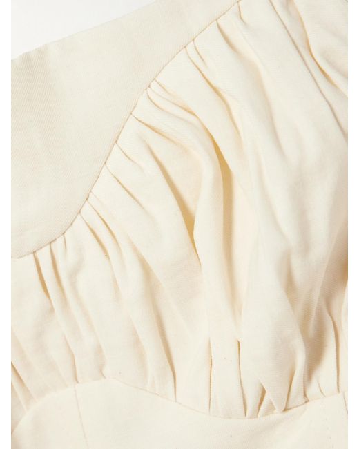 TOVE Natural Ruby Gathered Linen-Blend Twill Peplum Bustier Top