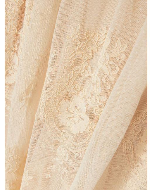 Zimmermann Natural Hypnotic Gathered Flocked Lace Maxi Skirt