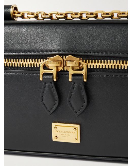 Dolce & Gabbana Black Sicily Mittelgroße Schultertasche Aus Leder