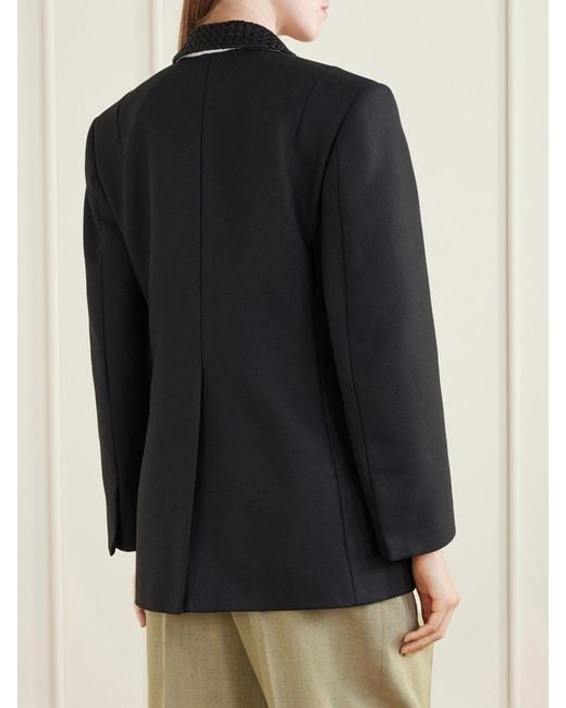 Bottega Veneta Black Intrecciato Satin-Trimmed Wool And Mohair-Blend Blazer