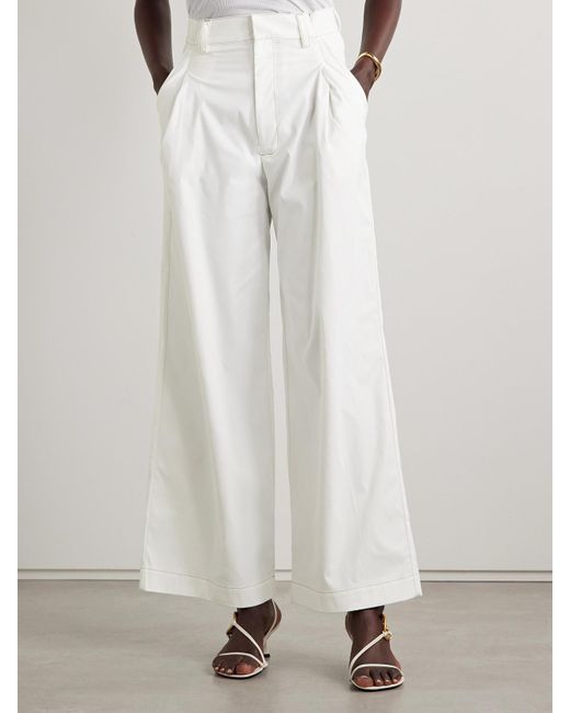 Kika Vargas White Olympe Bundfaltenhose Mit Weitem Bein Aus Webstoff