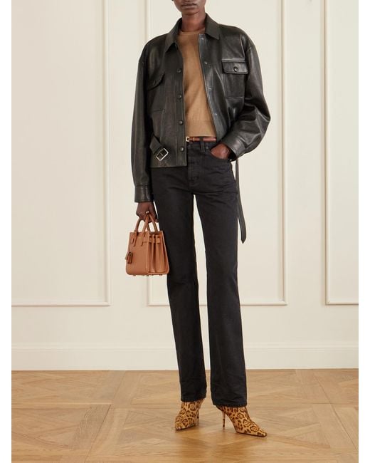 Saint Laurent Brown Sac De Jour Nano Textured-Leather Tote