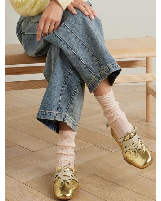 The Elder Statesman Natural Socken Aus Geripptem Kaschmir