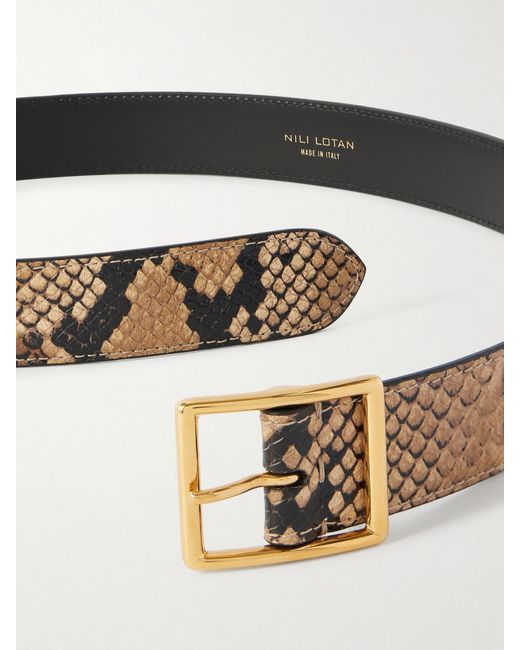 Nili Lotan Natural Gabriele Snake-Effect Leather Belt