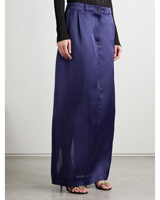 Jupe Longue En Organza De Soie À Plis Lucian Khaite en coloris Blue