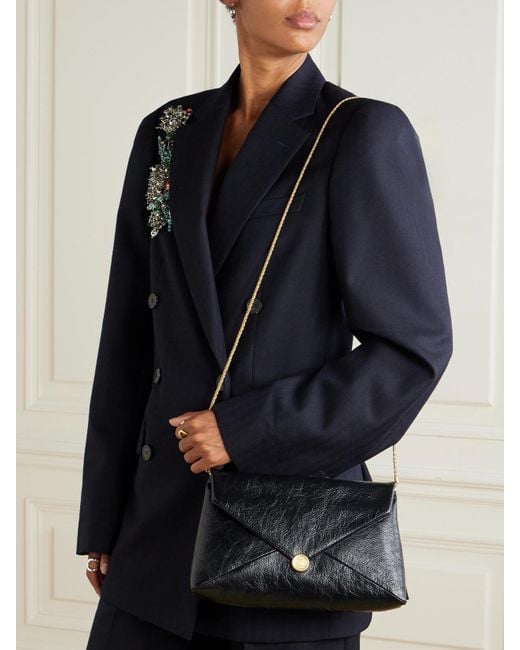 Dries Van Noten Black Mittelgroße Clutch Aus Strukturiertem Leder