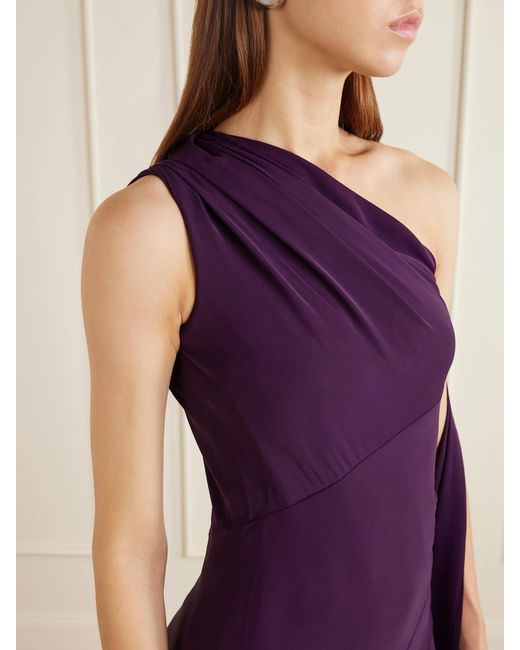 Marmar Halim Purple One-Shoulder Satin Gown