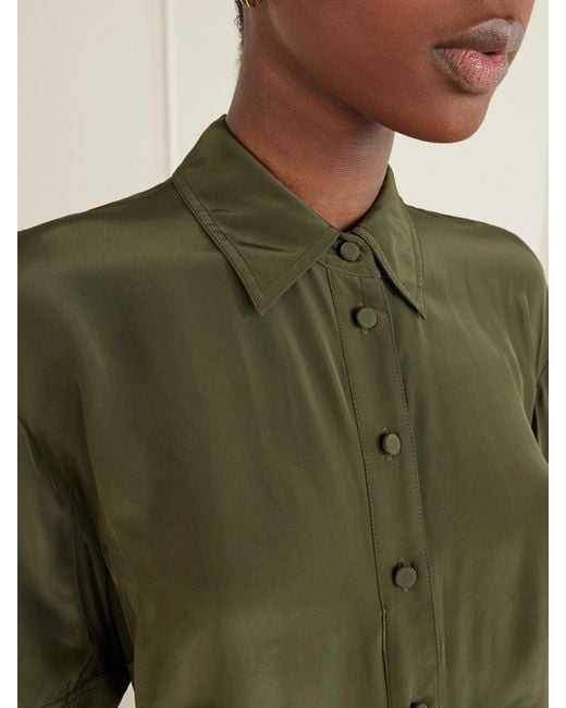 Veronica Beard Green Perenna Satin Midi Dress