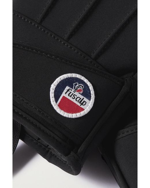 Fusalp Black Glacier Softshell And Leather Ski Gloves