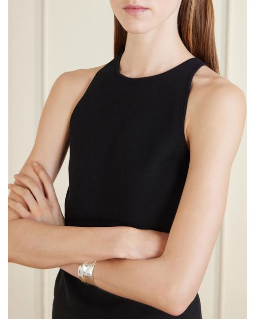 Carolina Herrera Black Cropped Ribbed-Knit Jersey Tank