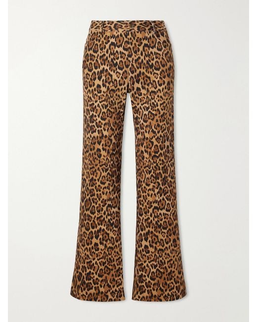 Anna Sui Natural Animal-Print Cotton-Blend Wide-Leg Pants