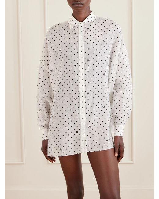 Kiki de Montparnasse White Kiki Polka-Dot Cotton And Silk-Blend Shirt