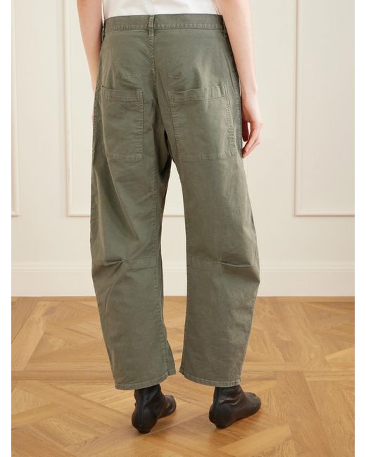 Nili Lotan Green Shon Cotton-Blend Twill Tapered Pants