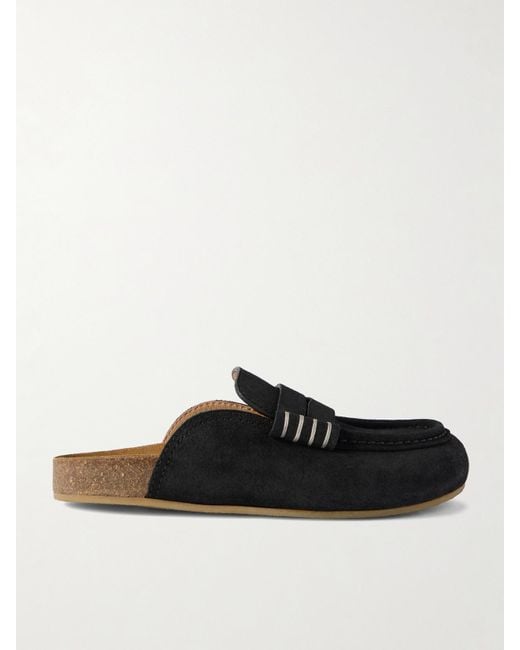 J.W. Anderson Black Stitch Suede Slip-Ons