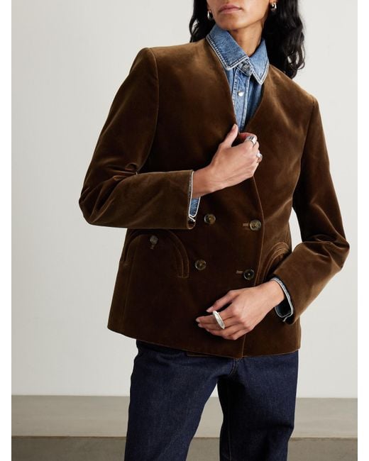 Blazé Milano Brown Double-Breasted Cotton-Velvet Blazer