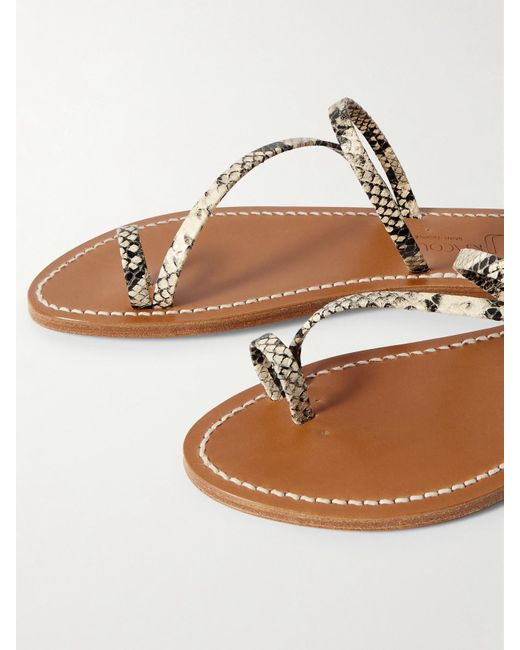 K. Jacques Multicolor Actium Snake-Effect Leather Slides