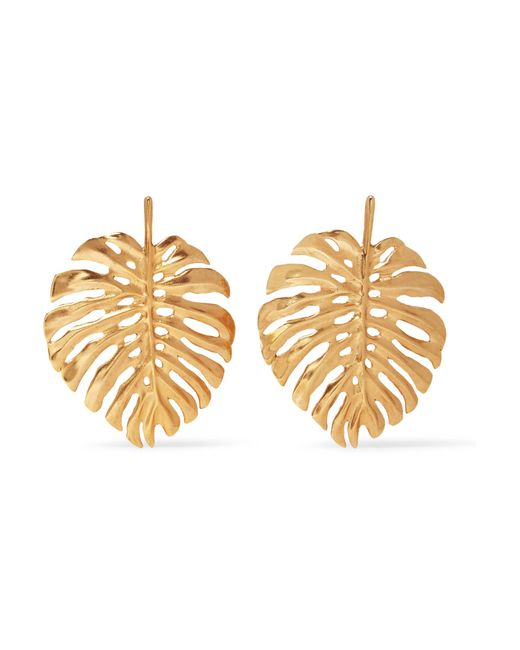 Gold monstera earrings sale