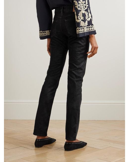 Isabel Marant Black Kelsie Eng Geschnittene Hose Aus Beschichtetem Material