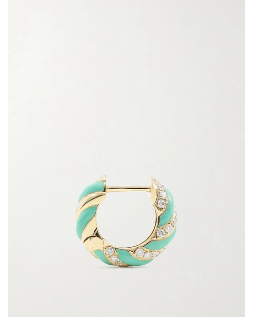 Yvonne Léon Metallic 9-karat Gold, Enamel And Diamond Hoop Earrings