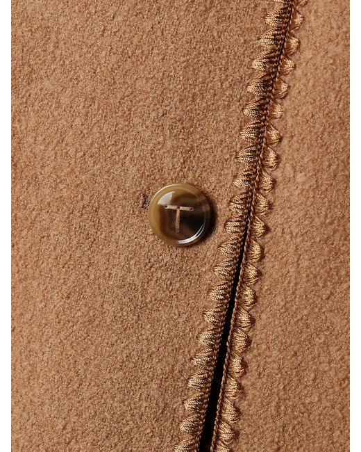 Totême  Natural Draped Fringed Wool-Blend Bouclé Jacket