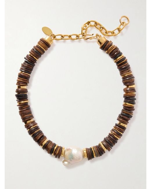 Lizzie Fortunato Metallic Bilbao-Plated, Bone And Pearl Necklace