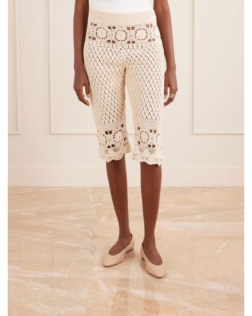 Alix Of Bohemia Natural Aletta Mandala Crochet Cotton Capri Pants