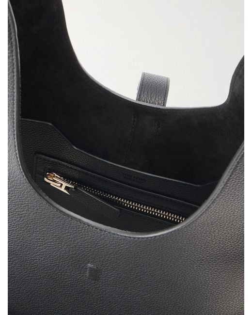 Tom Ford Black T-Embellished Medium Suede Shoulder Bag